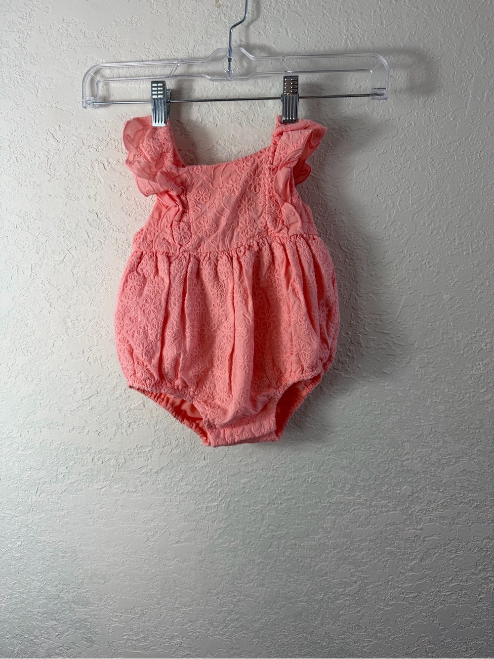 Cupcakes and Cashmere Peach Baby Bubble Romper Sz 6-9mo